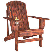 ADIRONDACK-GARTENSTUHL DE-08337 mit Becherhalter, verkohltes Massivholz Natur - Naturfarben, Holz (95/93/72cm) - ComfortXL