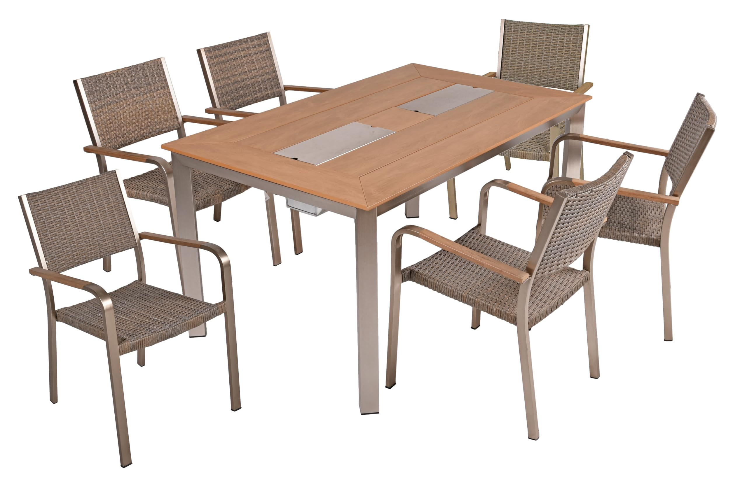 GARTENMÖBEL Set Fiona 7-teilig Gartenmöbel-Set - Braun, Kunststoff - DELUKE