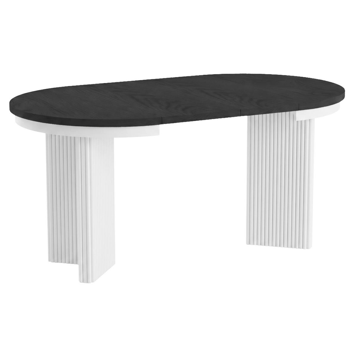 JÍDELNÍ STŮL Prestige, kulatý designový stůl, rozkládací Ø 100–180 cm, černá + bílá - bílá/černá, kov (100/100/77cm) - Beautysofa