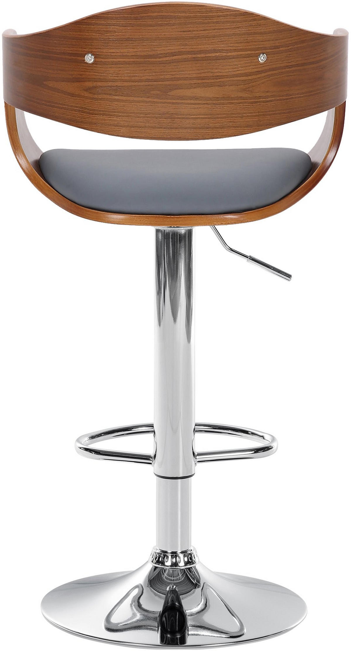 BARHOCKER Lederlook walnuss/grau - Chromfarben/Walnussfarben, Textil/Metall (50/88/48cm) - CLP