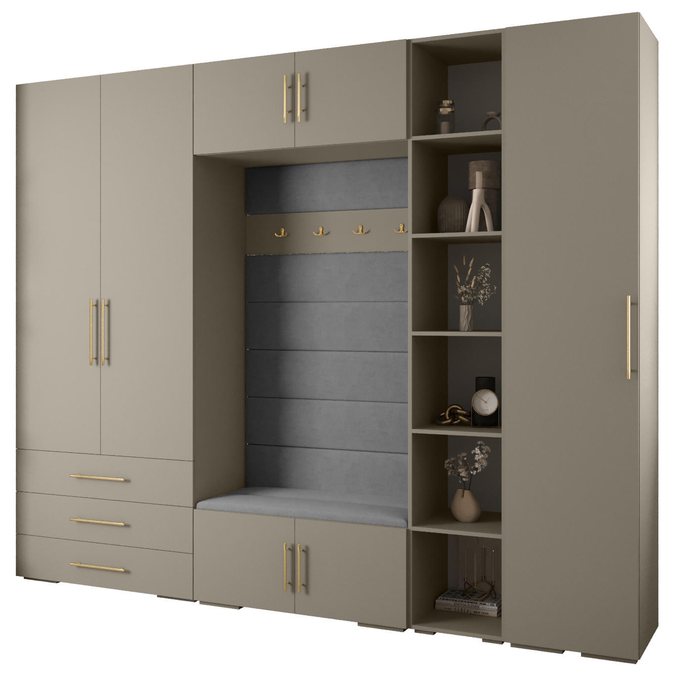 GARDEROBEN-SET 236,7/290/47 - Kaschmir/Goldfarben, Holz/Kunststoff (290/236.7/47cm) - Abiks Möbel