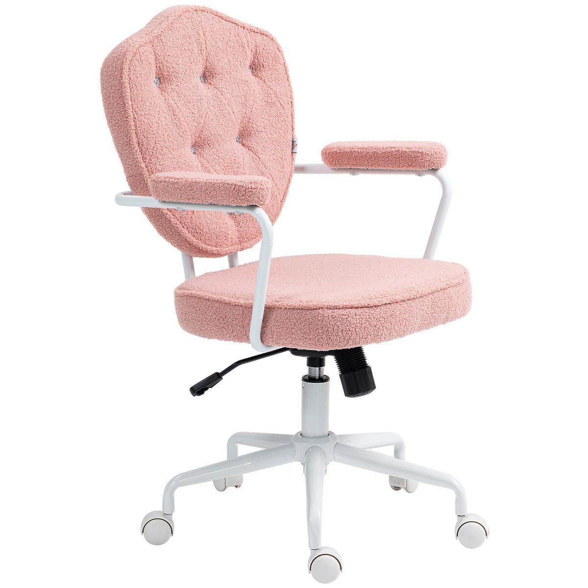BÜROSTUHL DE-05149 Geknöpfter weicher Bezug & höhenverstellbar Rosa - Rosa, Metall (61.5/101/63cm) - ComfortXL