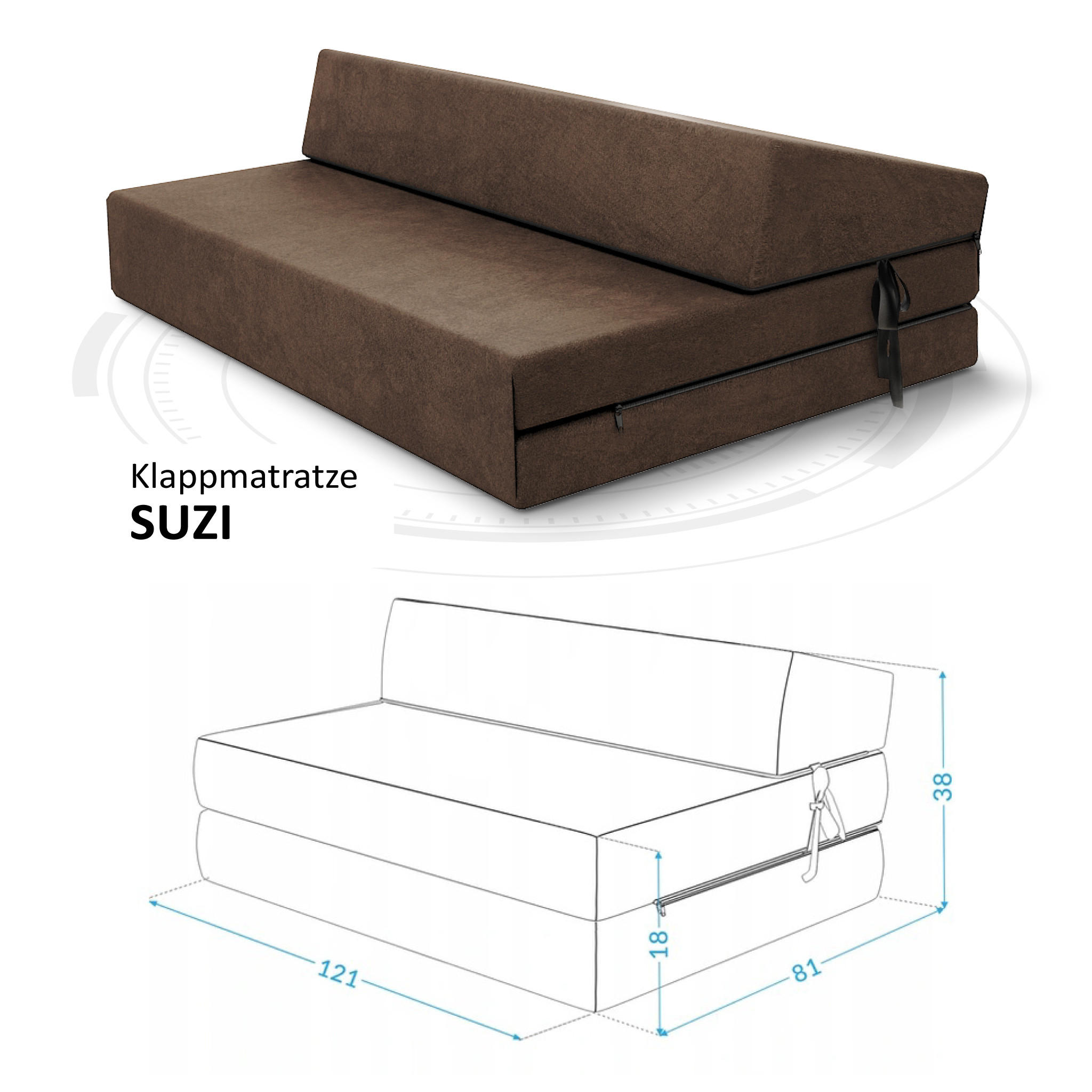 KLAPPMATRATZE SUZI - Braun, Textil (120/200cm) - FDM