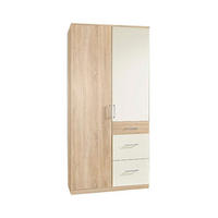 KLEIDERSCHRANK Click Struktureiche hell / weiß 90 / 58 / 199cm - Hellbraun/Eichefarben, Holz/Holzwerkstoff (90/199/58cm) - Wimex