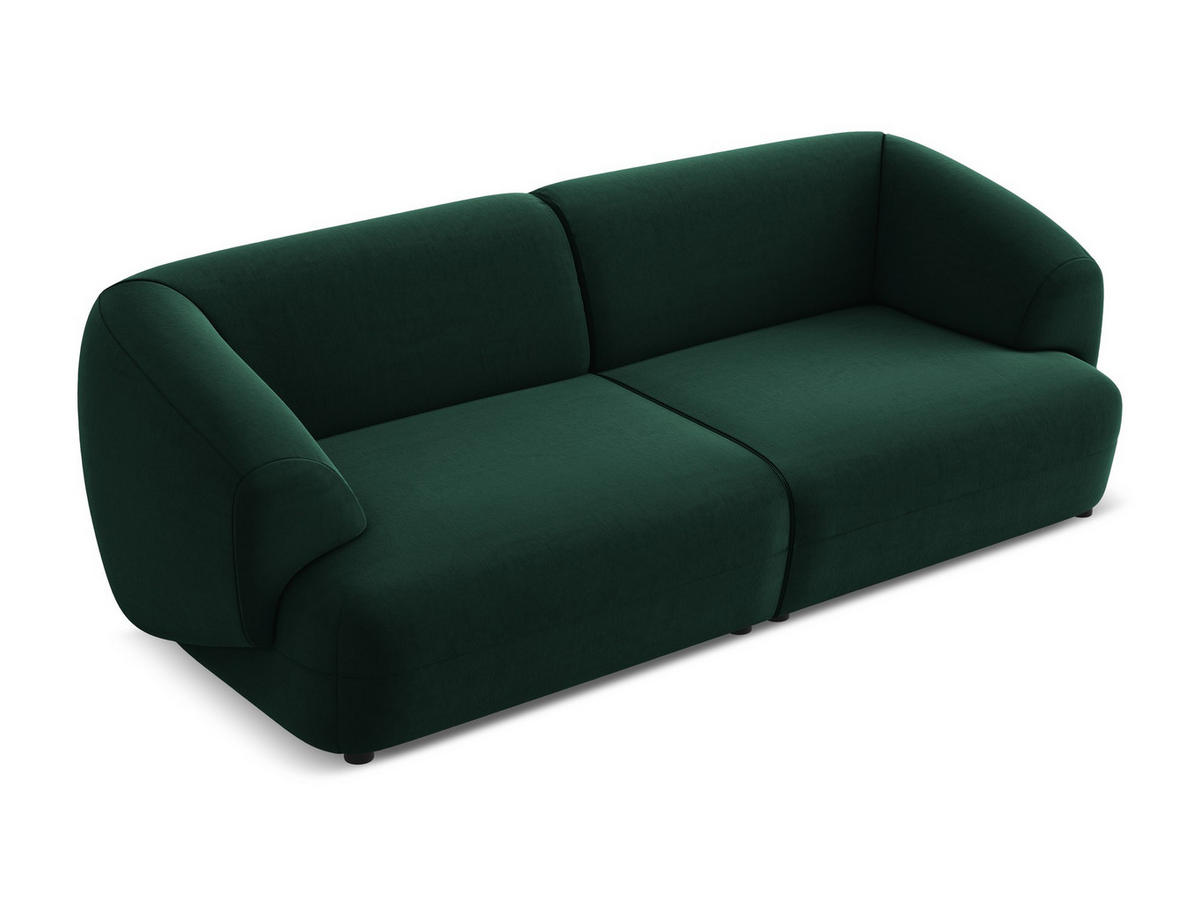 4-SITZER-SOFA Samt Stoff Grün - Dunkelgrün/Schwarz, Kunststoff/Textil (232/81/98cm) - Makamii