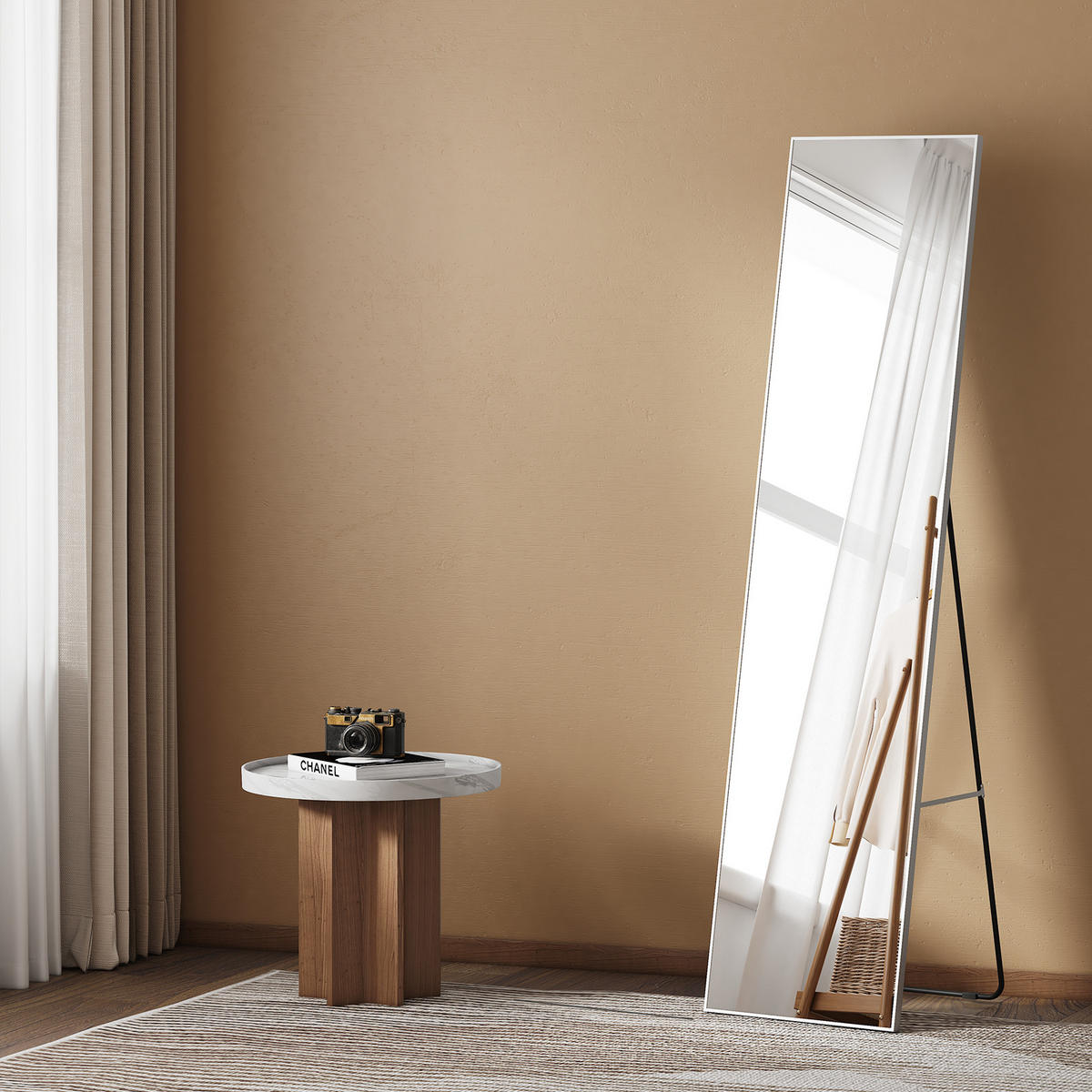 STANDSPIEGEL Wandmontage oder Freistehend Chromer Metallrahmen 160/40 cm - Silberfarben, Glas/Metall (40/160/160cm) - EMKE