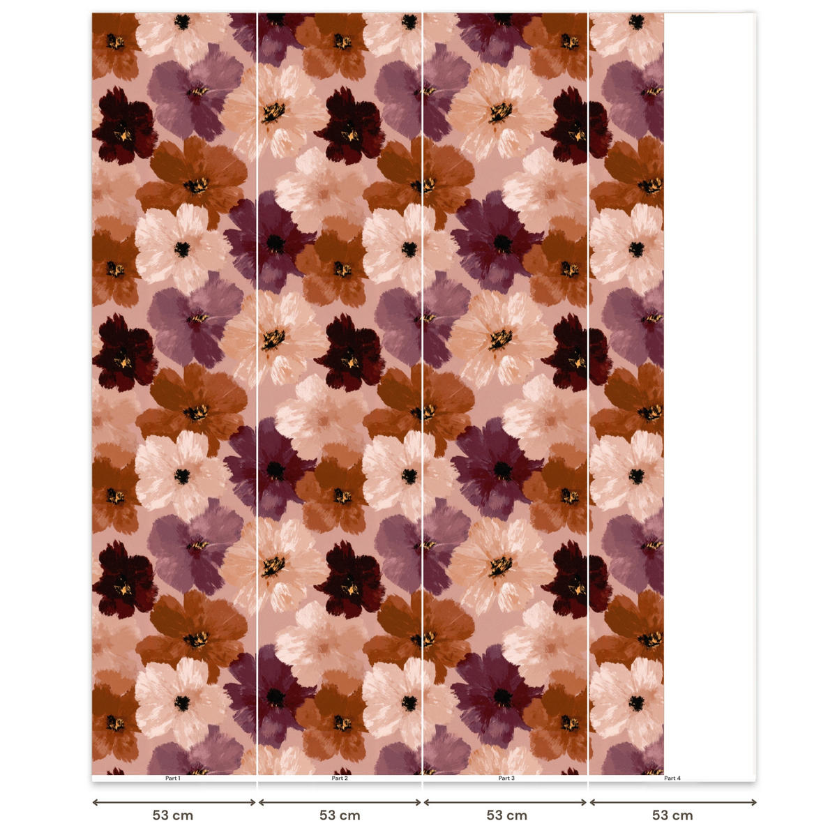 TAPETE - Blumen - Abstrakt - Erdtöne - 180x240 cm - Multicolor, Papier (180/240cm) - OnlyWow
