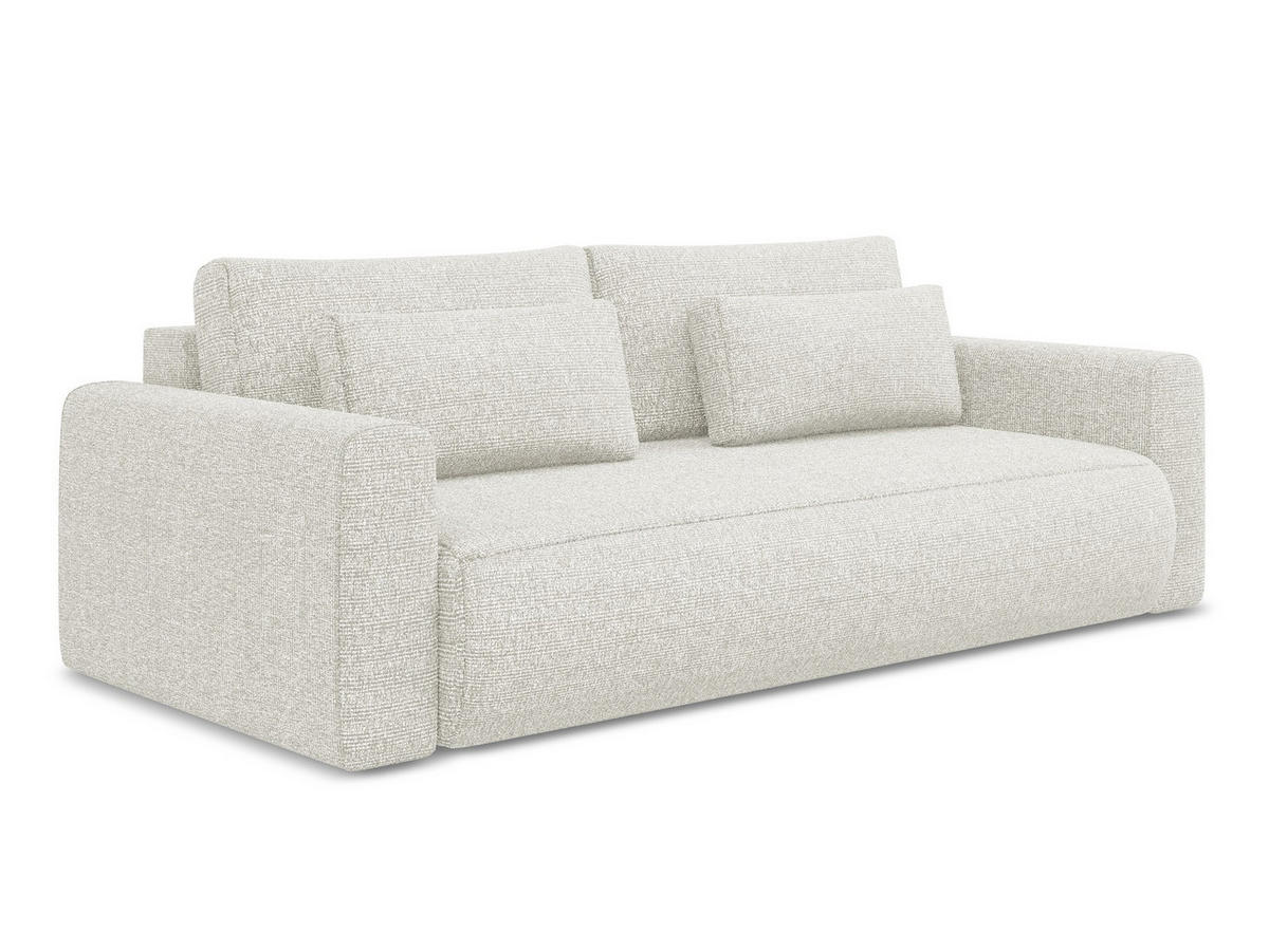 3-SITZER SOFA mit Schlaffunktion Strukturstoff Stoff Beige - Beige/Creme, Kunststoff/Textil (238/82/105cm) - Makamii