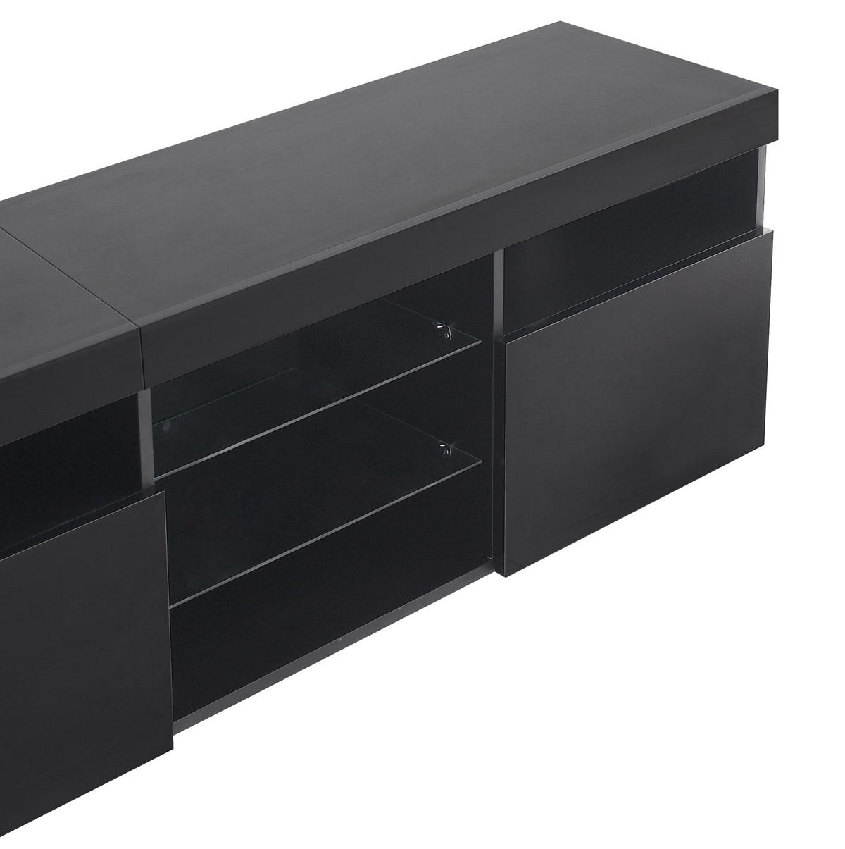 TV-ELEMENT mit LED-Beleuchtung 180 x 35 x 48 cm MDF Black - Schwarz, Holzwerkstoff (35/48/180cm) - Beauniv
