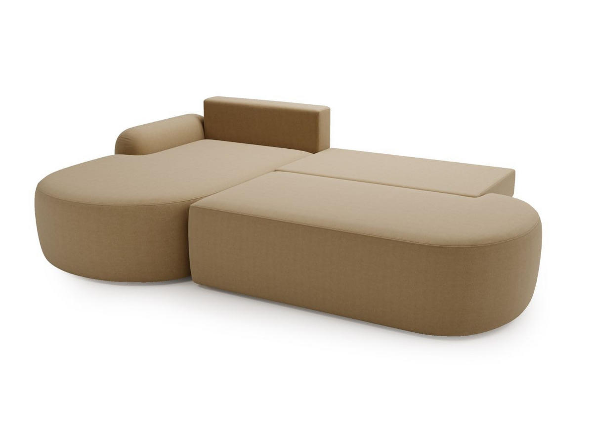 ECKSOFA Aurio O Bouclé-Stoff Hellbraun Links - Hellbraun, Holz/Textil (271/177cm) - Graingold