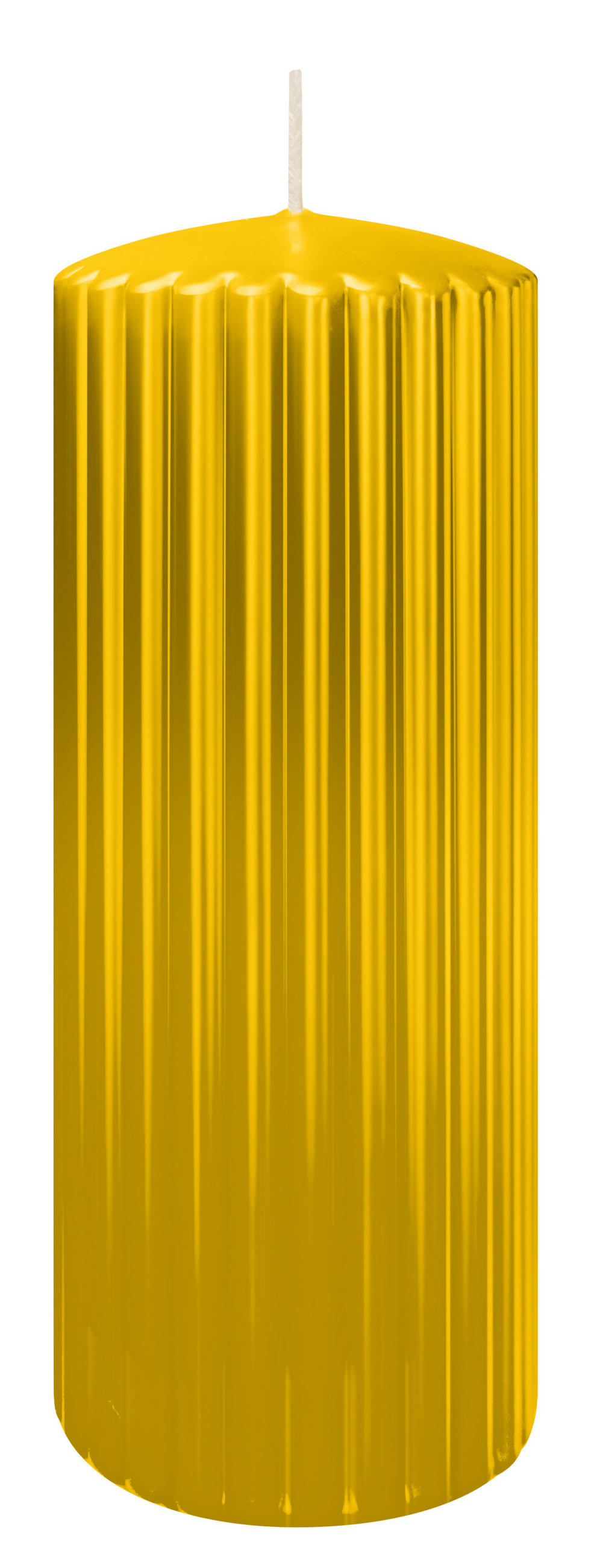 RILLEN KERZEN Dotter Gelb 200 x Ø 80 mm, 4 Stück - Gelb, Paraffin (8/20/20cm) - Wiedemann Kerzen