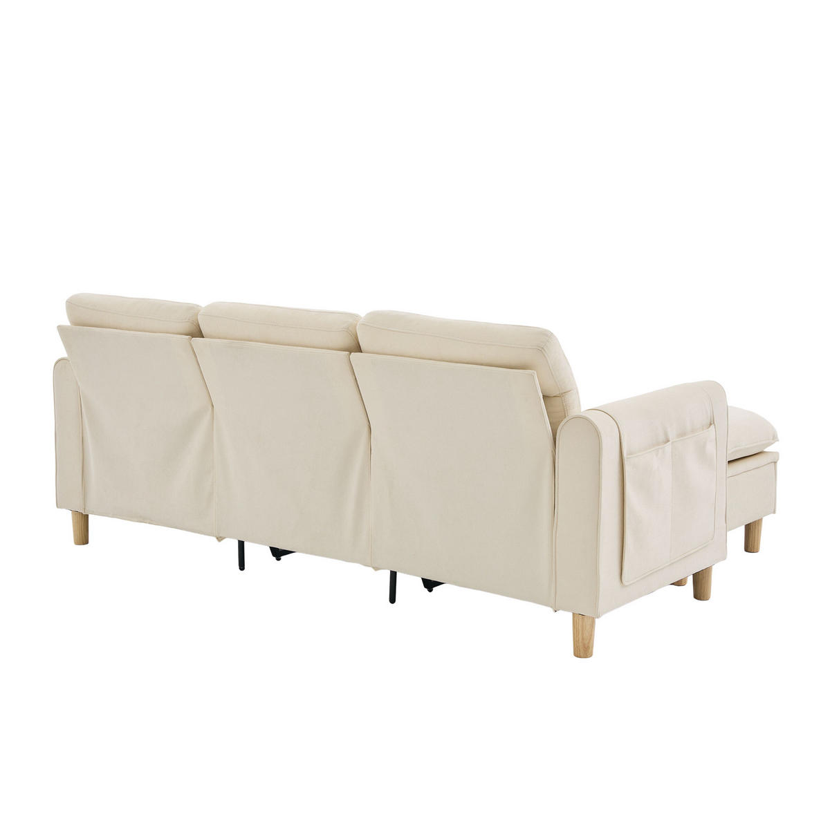 SOFA 201/77/86 cm in Beige aus Chenille mit Stauraumhocker - Beige, Textil (77/86/201cm) - Flora Grace