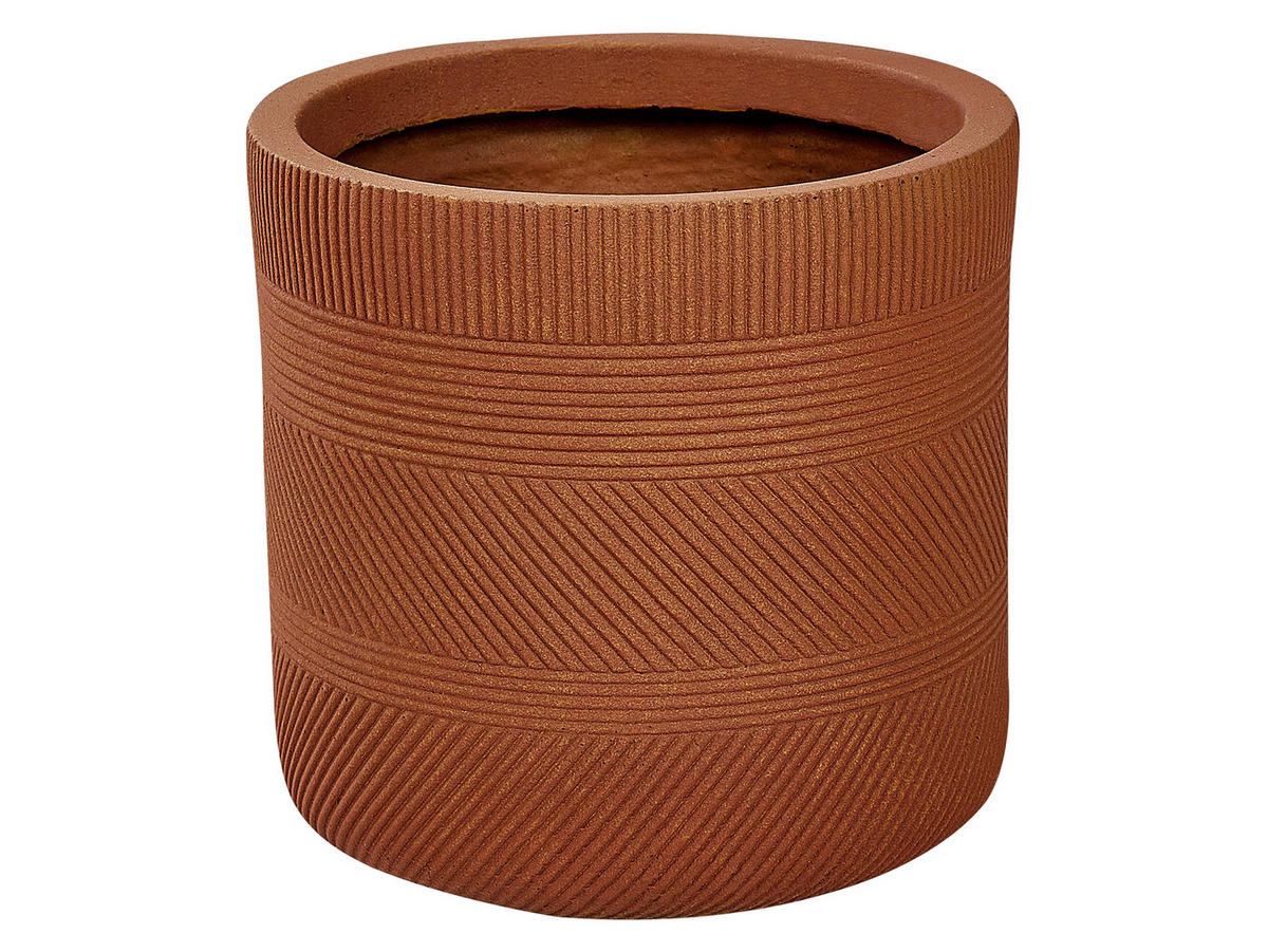 BLUMENTOPF goldbraun rund 31/31/31 cm Voula - Braun, Naturmaterialen (31cm) - Beliani