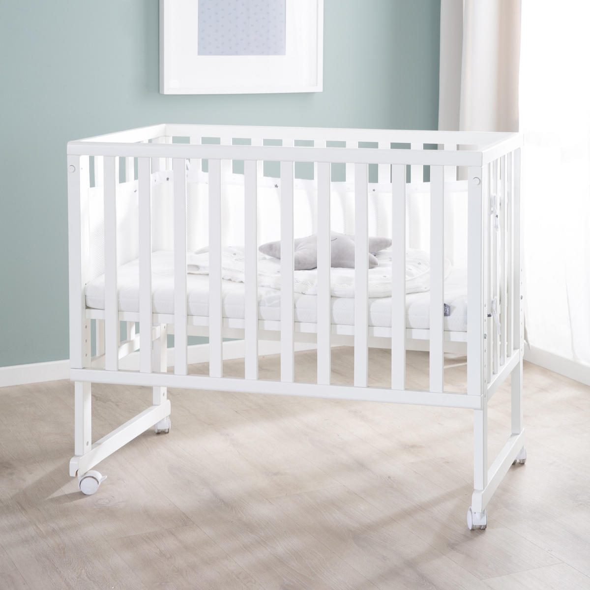 BEISTELLBETT Sternenzauber grau 3in1 Set 90 x 45 cm - Creme/Weiß, Holzwerkstoff (45/90cm) - Roba