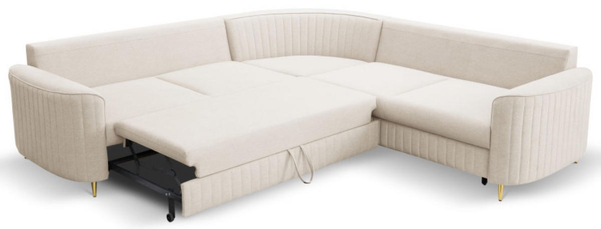 ECKSOFA Creme Loren Mit Schlaffunktion Und Bettkasten - Creme/Weiß, Textil (251/251cm) - Sepro Meble