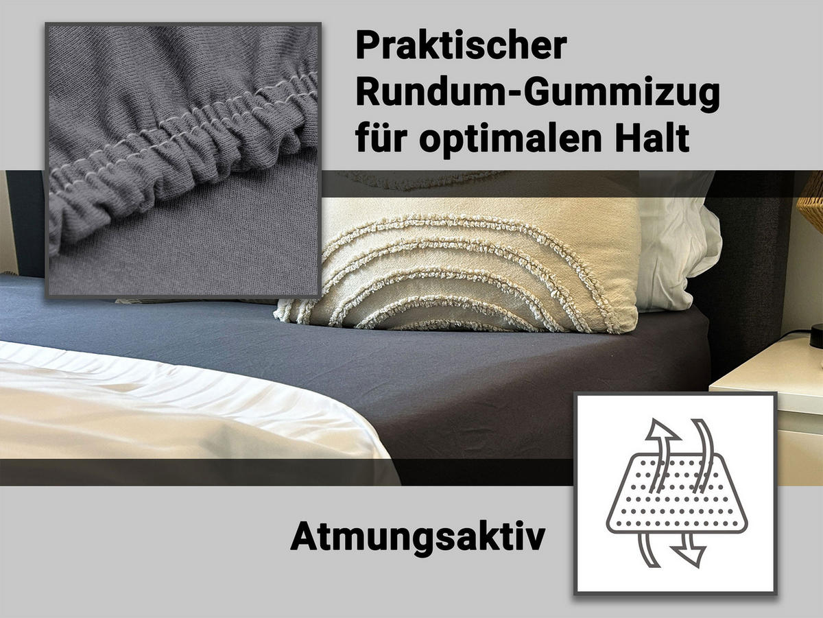 SPANNBETTLAKEN, 140x200 cm, 100% Baumwolle, Grau - Dunkelgrau, Textil (140/200cm) - Zollner