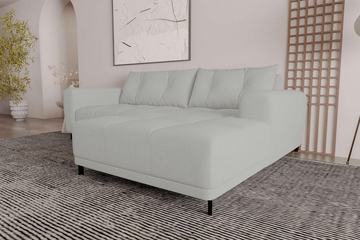 ECKSOFA Massimo Strukturstoff Hellgrau inkl. Schlaffunktion Rechts - Hellgrau/Schwarz, Textil/Metall (246/177cm) - 99rooms