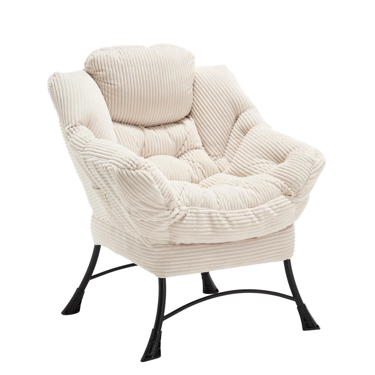 LOUNGESESSEL mit Hocker, Seitentasche Stahlgestell 69,9/64/95 cm Weiß - Weiß, Textil (69.9/95/64cm) - Redom