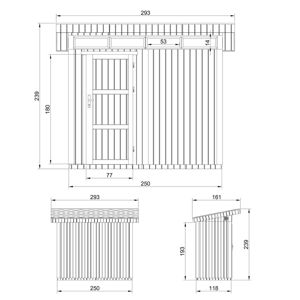 HOLZ-GARTHENHAUS basis LP SmartSide 3m² mit B161xL293xH239 cm - M901 - TUNDRA GREY - Grau, Holz (294/239/161cm) - Timbela