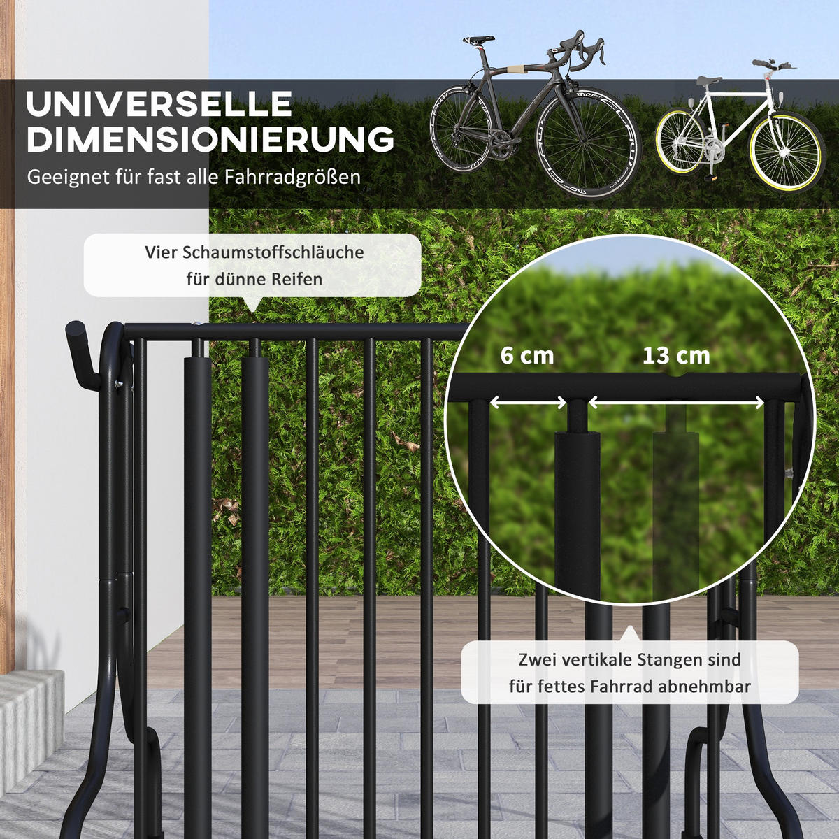 FAHRRADSTÄNDER, Radständer Aufstellständer bis 4 Fahrräder beidseitig - Schwarz, Metall (80/80/90cm)