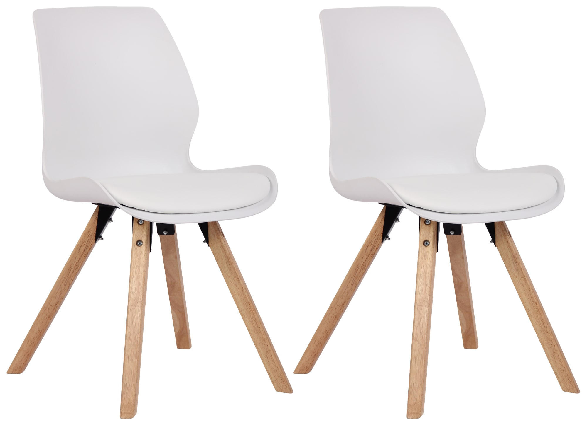 STUHL 2er Set Kunststoff weiß - Eukalyptusholzfarben/Weiß, Holz/Kunststoff (48/87/58cm) - CLP