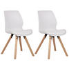 STUHL 2er Set Kunststoff weiß - Eukalyptusholzfarben/Weiß, Holz/Kunststoff (48/87/58cm) - CLP