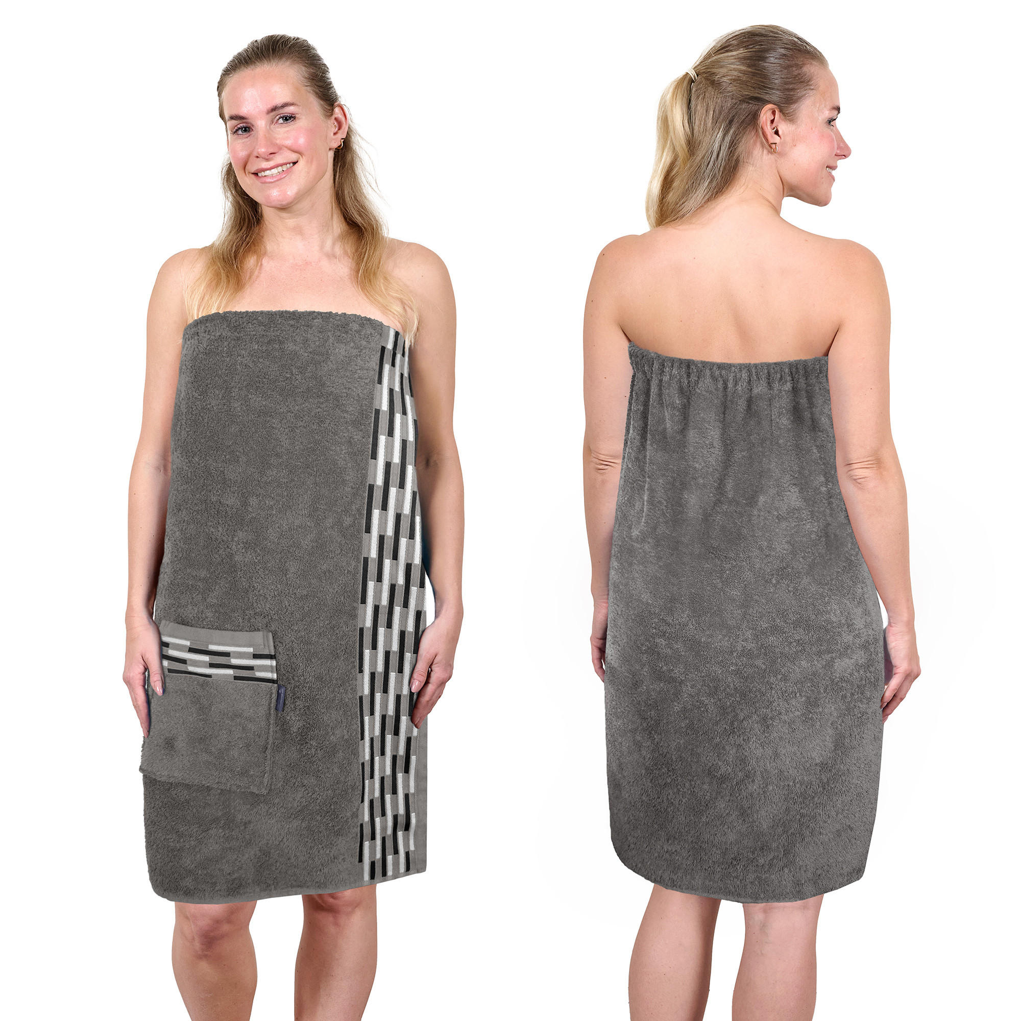SAUNAKILT Dame Lugano Dunkelgrau - Dunkelgrau, Textil (150/75cm) - Lashuma