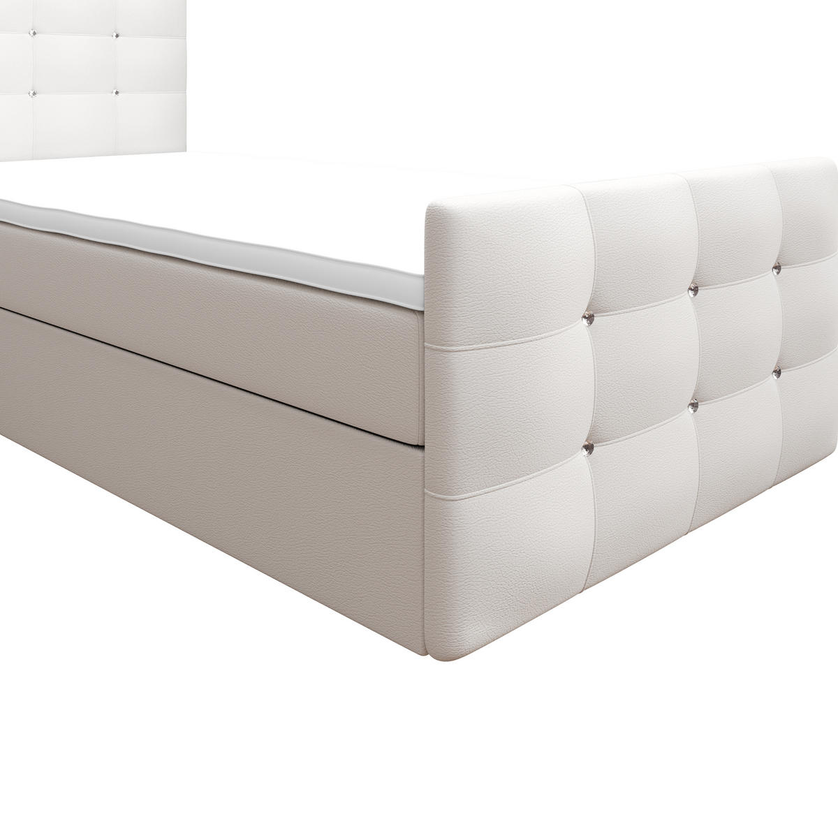 BOXBETT KLEO 90x200, mit Matratze H3 und Topper, Madryt 120 - Weiß, Holz/Kunststoff (90/200cm) - Bedante