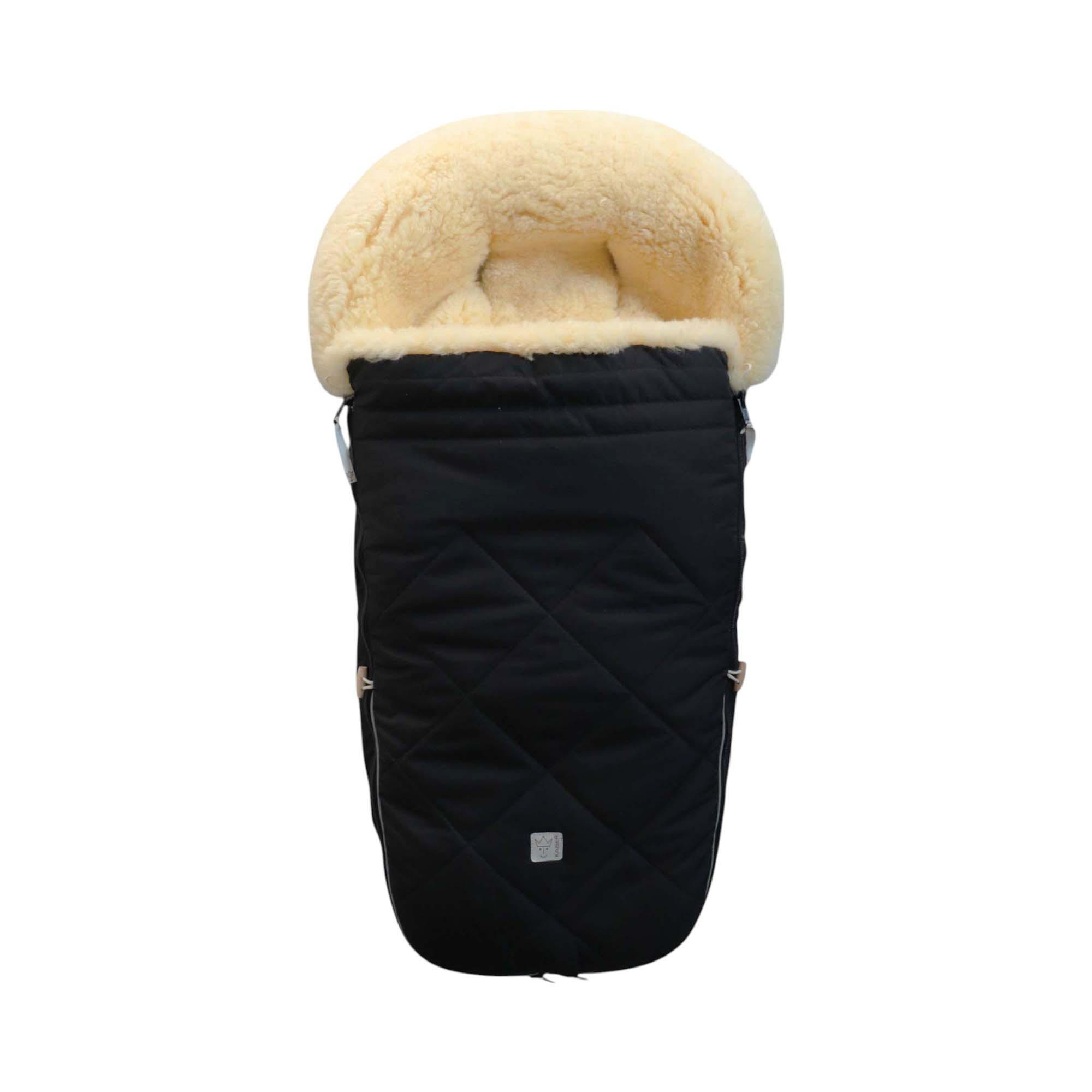 LAMMFELL-FUSSSACK Classic for Bugaboo, black - Schwarz, Fell (45/100cm) - Kaiserbaby
