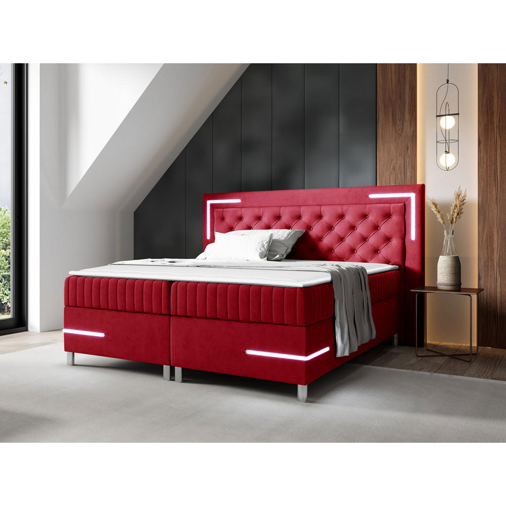 Thumbnail - Mirjan24 Boxbett, Rot, Holz, H3, 120x200 cm, Schlafzimmer, Betten, Boxspringbetten