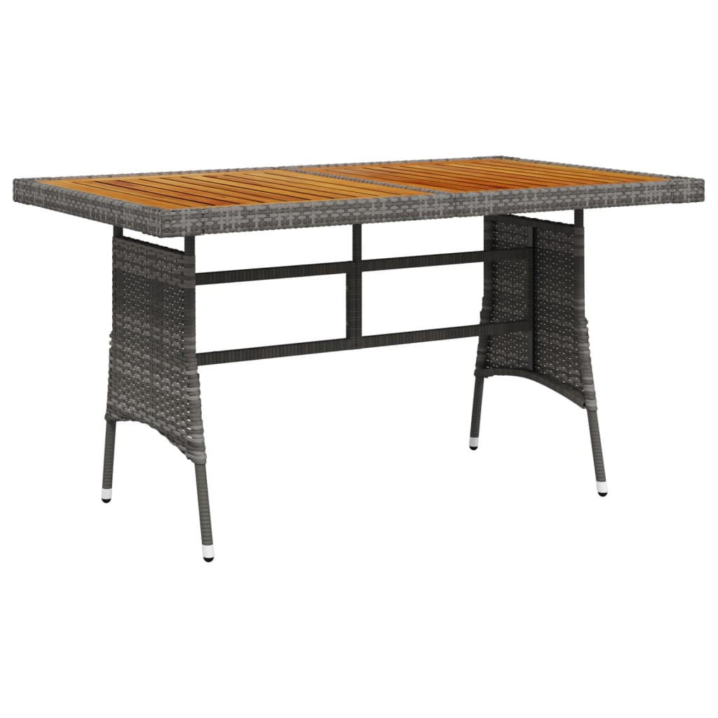 GARTENTISCH Grau 130/70/72 Cm Poly Rattan & Massivholz Akazie - Grau, Kunststoff (130/70/72cm) - vidaXL