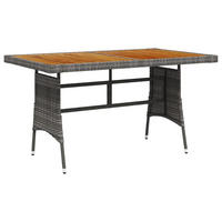GARTENTISCH Grau 130/70/72 Cm Poly Rattan & Massivholz Akazie - Grau, Kunststoff (130/70/72cm) - vidaXL