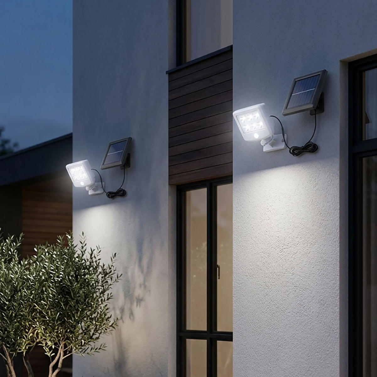 LED AUSSENLEUCHTE Weiß Bewegungsmelder schwenkbar 2er Set - Weiß, Kunststoff (10/5.3/12.8cm)