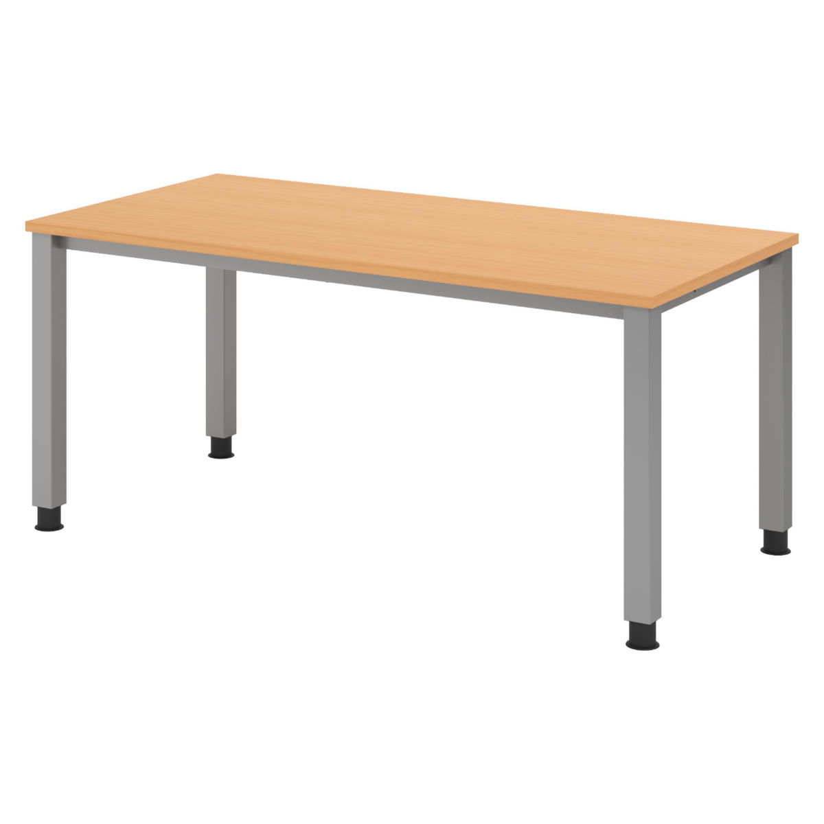 SCHREIBTISCH Serie-Q Gestell: Silber 80/160/74 cm in Buchefarben - Buchefarben, Holzwerkstoff (80/160/74cm) - bümö