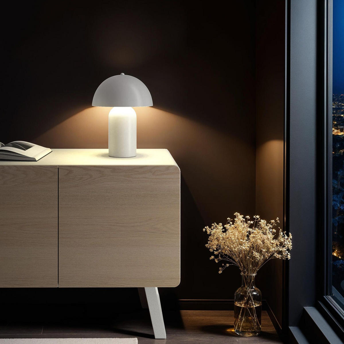 AKKU-TISCHLAMPE Kade,25 x 34 cm,weiß - Weiß, Metall (25/25/34cm) - tectake