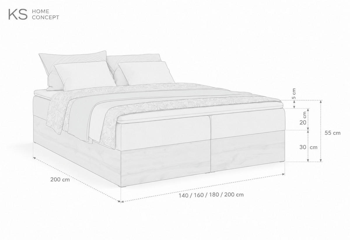BOXSPRINGBETT LOLY 160x200 cm Bonell H3 mit Bettkasten Dunkelgrau - Schwarz/Grau, Kunststoff/Textil (160/200cm) - KS Home Concept