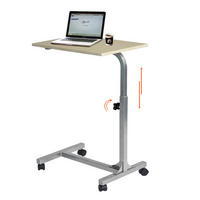 LAPTOP-BEISTELLTISCH, höhenverstellbar, mit 4 Rollen, für Bett und Sofa, Silber - Eichefarben, Holzwerkstoff/Metall (48/37/79cm) - Meubles Cosy