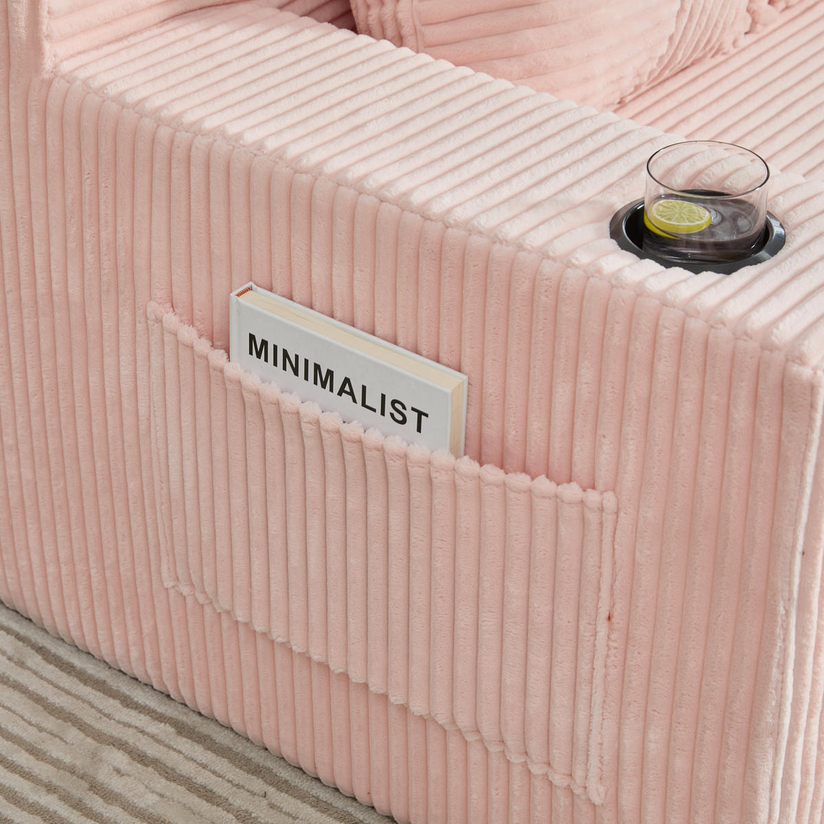SCHLAFSOFA 2-in-1 mit Hocker, 2 Kissen und Becherhalter, DE-42913, Rosa - Pink, Textil (133/64/87cm) - ComfortXL