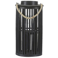 LATERNE Schwarz Luzon - Beige/Schwarz, Holz (21/40/21cm) - Beliani