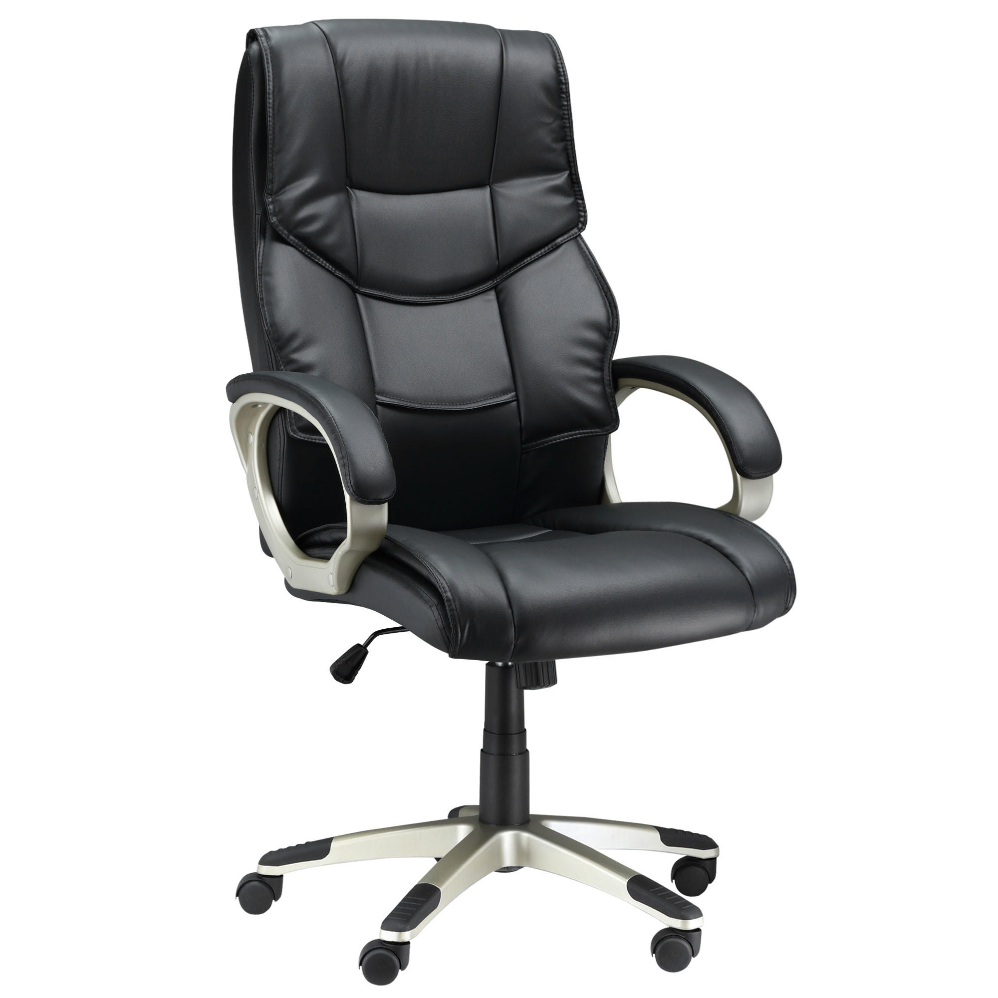 BÜROSESSEL, Schwarz, Kunsterleder - Schwarz, Leder (58/124/70cm) - HOMCOM