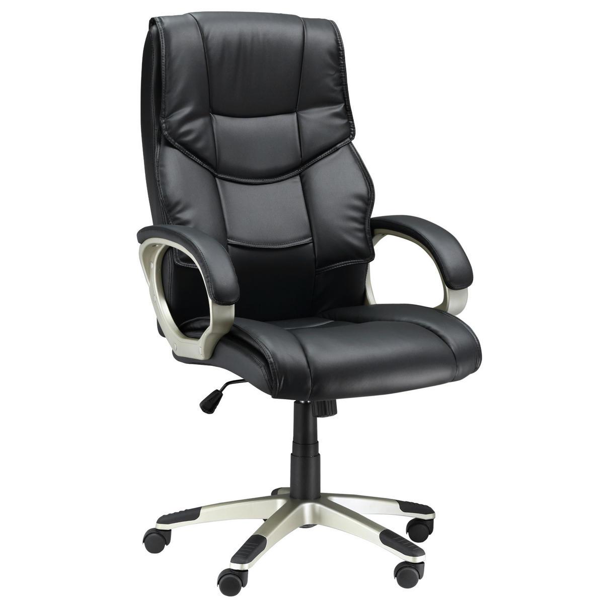 BÜROSESSEL, Schwarz, Kunsterleder - Schwarz, Leder (58/124/70cm) - HOMCOM