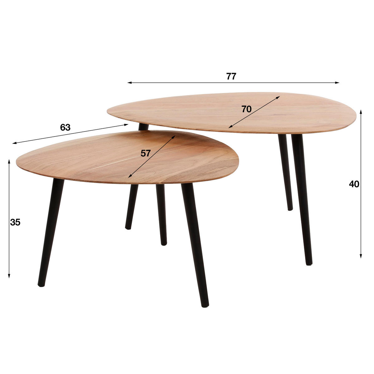 COUCHTISCH Drieor Braun 80/80/40 cm 2er-Set - Braun, Holz (80/80/40cm) - Hoyz Collection