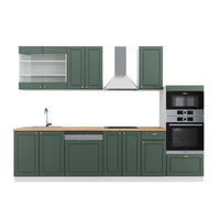 KÜCHENZEILE Fame-Line Grün-Gold Landhaus/Weiß 300 cm mit Hochschrank AP Eiche - Weiß/Grün, Holzwerkstoff (300/81.6/60cm) - Vicco