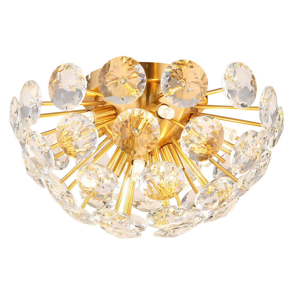 DECKENLEUCHTE Gold K9 Kristalle - Goldfarben, Metall (39/39/22cm) - Globo Lighting