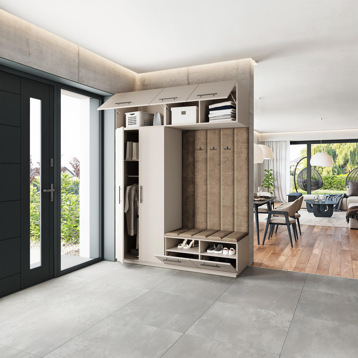 GARDEROBENSCHRANK REMA 180/240/60 cm Modern Garderobe-Set Kaschmir - Kaschmir/Beige, Holzwerkstoff (180/240/60cm) - MASSENO