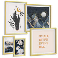 BILDER SET 5er Set - 50x50 cm & 20x30 cm & 40x60 cm Goldrahmen - Turmbrücken in europäischen Städten - Goldfarben, Kunststoff (40/60cm) - TULUP