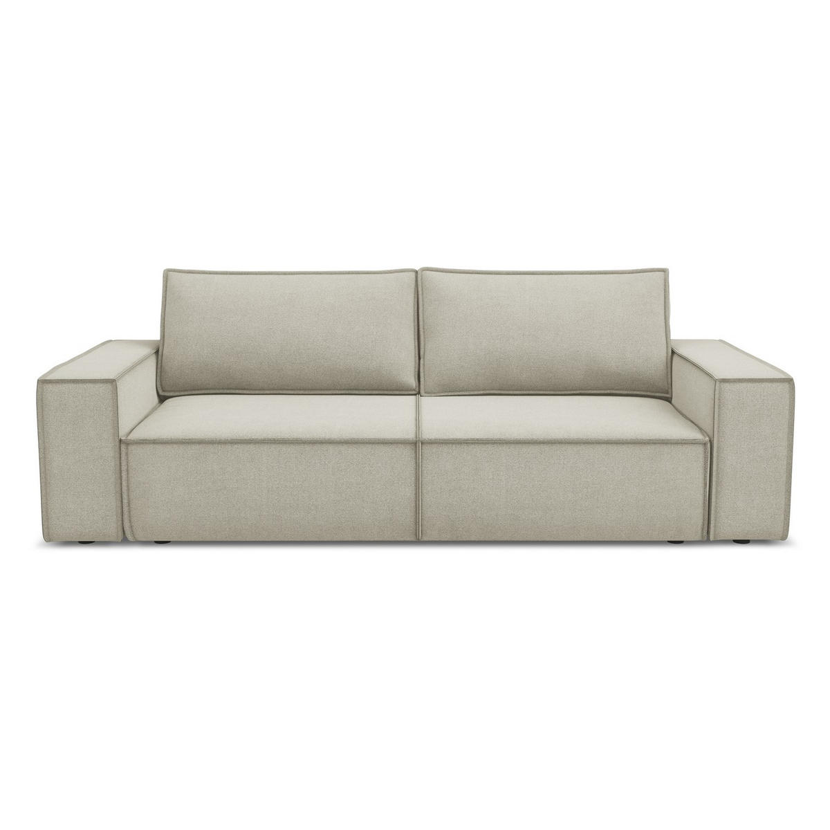 3-SITZER SOFA mit Schlaffunktion Strukturstoff Stoff Beige - Beige/Creme, Kunststoff/Textil (255/85/105cm) - LaMiaSofa