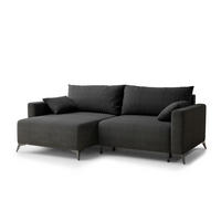 ECKSOFA MIT SCHLAFFUNKTION Leon Anthrazit Samtstoff - Anthrazit/Schwarz, Holz/Holzwerkstoff (148/239cm) - Maison de Reve