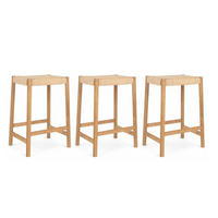 BARHOCKER-SET 3 Stück in Rattan / Eiche Wildeiche - Honigeiche/Eichefarben, Holz/Papier (44/66/37cm) - Furnhouse