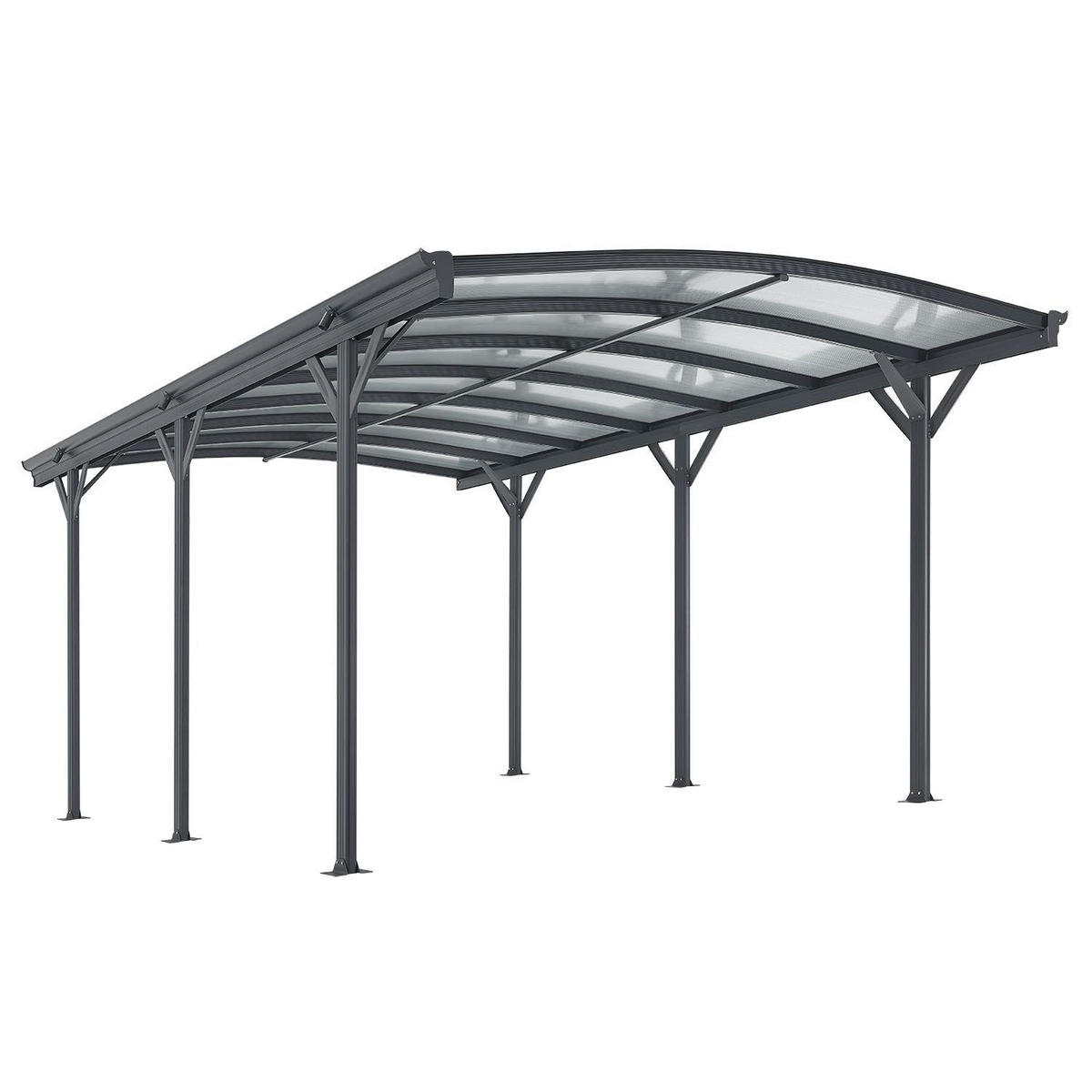 CARPORT mit Bogendach 5x3 m dunkelgrau - Dunkelgrau, Metall (302/233/505cm) - Juskys